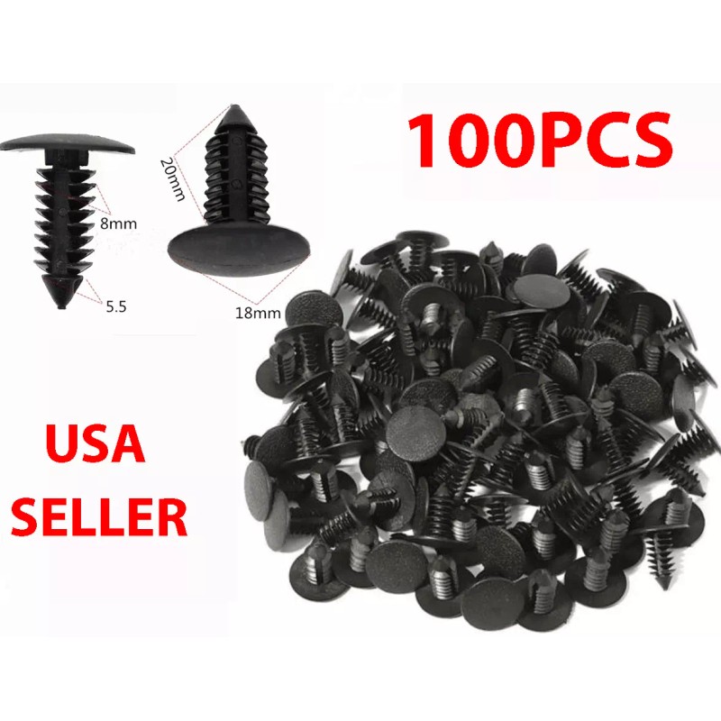 SNS 100X 8mm Bumper Clips Retainer Car Plastic Rivets Fastener