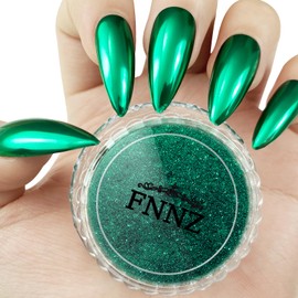 FNNZ Chrome Nail Powder, Emerald Metallic Nail Powder Pigment Premium Mirror Effect Green Nail Art Glitter Dust for Gel Polish Decoration Home DIY Nail Salon Manicure Nail Supplies