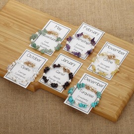 Birthstone Crystal Beads Bracelets Healing Crystal Zodiac Bracelet for Women Natural Stone Chakra Anxiety Relief Zodiac Beaded Bracelets for Birthday Gifts Horoscope Jewelry-Sept