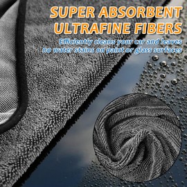 Minzerus 2-Pack Microfiber Towels for Cars - (35" x 24") Ultra Absorbent Large Car Drying Towel for Cars and Trucks, Dries in One Wipe Without Streaks, Scratches, or Water Spots