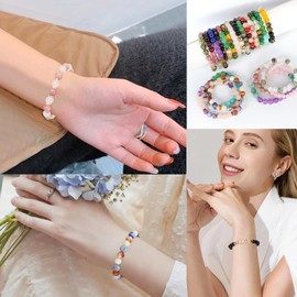 APMGONT Natural Beaded Bracelet, Natural Stone Stretch Bracelet, Yoga Stone Beaded Bracelet, Elastic Gemstone Stone Bracelet Natural Gemstone Bead Bracelet for Women Teen Girls (16)