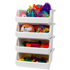 ReadySpace Plastic Containers for Organizing and Storage Bins for Closet, Kitchen, Office, or Pantry Organization, Extra Large, 4-Pack, White