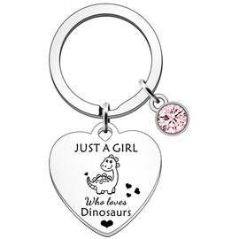 SDOFY Dinosaur Gifts for Girls Dinosaur Gifts Dinosaur Keyring Keychain Dinosaur Lovers Gift Just A Girl Who Loves Dinosaurs