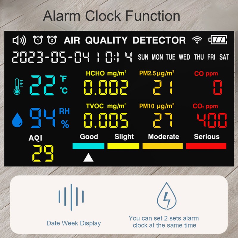 Air Quality Monitor PM2.5 PM10 HCHO TVOC CO2 Temperature Humidity