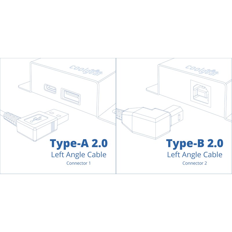 USBGear Cablemax 6ft. White USB 2.0 Cable A Left Angle