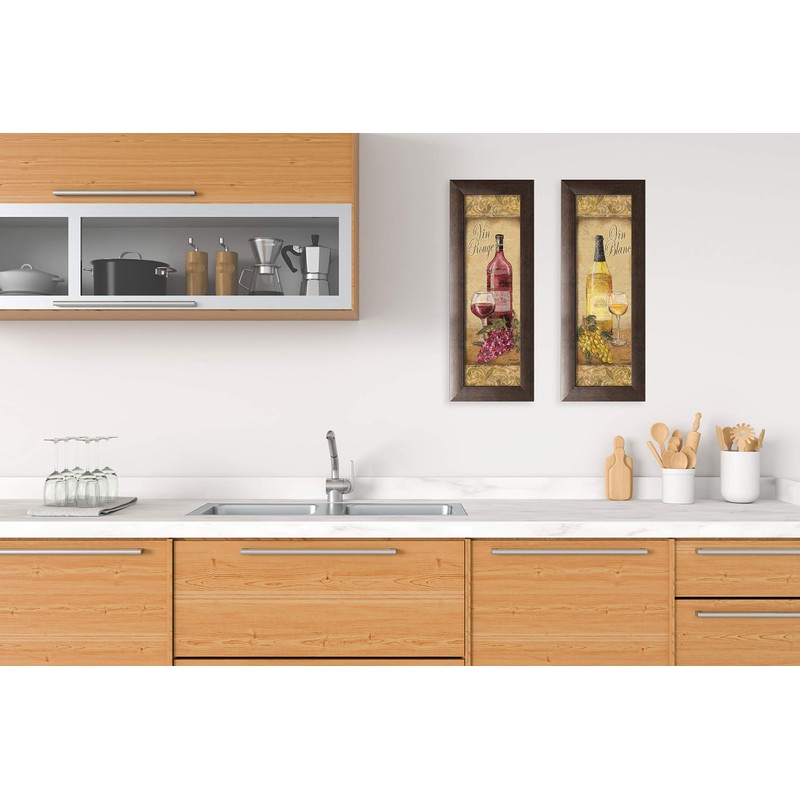 2 Vintage Tuscan White and Red Wine Bottle and Grape