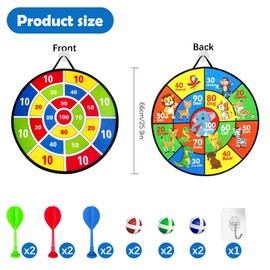 Double-Sided Dartboard with Balls, Dartboard Children, Outdoor Throwing Game, Boys & Girls from 3 Years, Safe Children's Toy - 66 cm