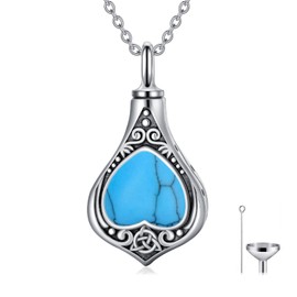 HUKKUN Sterling Silver Celtic Urn Necklace for Loved One's Ashes Memorial Jewellery for Celtic Cremation for Women, Sterling Silver, No Gemstone