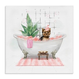 Stupell Industries Chic Yorkie Dog in Pink Bubble Bath, Designed by Ziwei Li Canvas Wall Art, 24x24