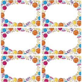 Lucleag 180 PCS Outer Space Name Tags Stickers, Space Theme Name Stickers Planet Galaxy Name Labels Sticker for Classroom Office Students Cubby Locker Clothes Space Themed Party, 2x3 inch