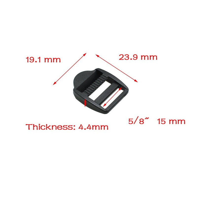 10pcs Ladder Lock Slider Plastic Buckles Backpack Straps Webbing Black