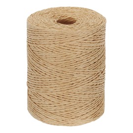 PATIKIL Natural Cotton Raffia Yarn 328 Yard, Crochet Raffia Paper Ribbon for DIY Sun Hat Beach Bag Crochet Yarn Wrapping Knitting, Coffee-Color