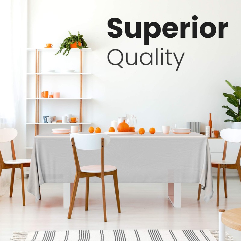 5 Pack Premium White Plastic Tablecloth - 108 x 54