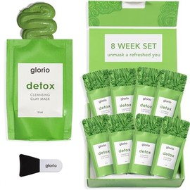 Glorio Detox 8 Tratamientos De Mascarilla Facial Con Arcilla Limpiadora - Arcilla Verde Rara - Set De Belleza De 8 Semanas - Minimiza Poros, Puntos...