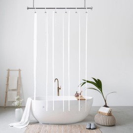 YISURE Transparent Narrow Shower Curtain, 120 x 200 cm, Transparent Shower Curtain, Clear, Waterproof, Washable for Bathtub with Magnet, Width 120 x Height 200 cm