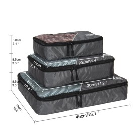 Hynes Eagle Travel 20in 40L Flight Approved Carry on Backpack Luggage with S/3 Packing Cubes - Gray + with 3PCS Packing Cubes