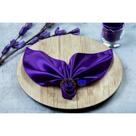 MDS Pack of 25 Satin Napkins 20 x 20 Inch Square Dining Table Napkins Soft Silky Sateen Dinner Cloth Napkin Handkerchief for Wedding Party Banquet Home Restaurant Bistro Decoration - Purple