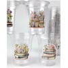 Book-Themed Party Cups, 12 oz Clear Plastic, 24 Count, Floral