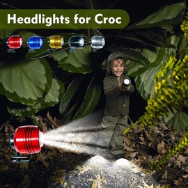 Pack of 2 Headlights for Croc Shoes, IPX5 Waterproof Mini Shoe Lights with 3 Light Modes, for Walking the Dog, Camping, Fishing (Red)