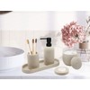 Beige Resin Bathroom Accessory Set, 5 Pcs Bathroom Accessories Set