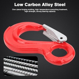 DEWIN 2 Ton Load Hook, Alloy Steel Lifting Hook with Fixed Eyelet and Latch, Crane Lifting Hook Made of Alloy Steel for Shipbuilding, Rigging Document Hook, Large Load Capacity