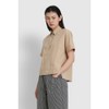 JAJU [JAJU] Women's Cotton Collar Short-Sleeve Shirt_Beige
