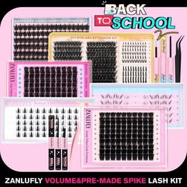 zanlufly Lash Clusters KIt D Curly Lash Extension Kit Volume Thick Eyelash Extension Kit  Individual Lashes Kit  Deals for You Days Makeup:_(Only Lash)16MM D Volume
