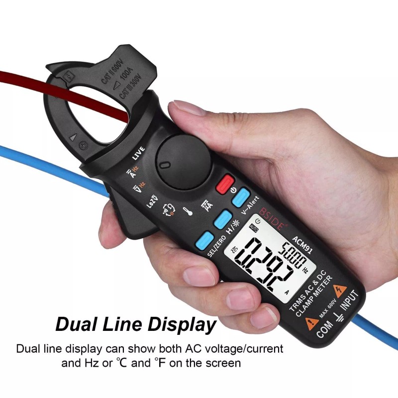 BSIDE ACM91 Digital Clamp Meter 1mA AC/DC Current True RMS