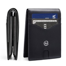 GOLF QUALITY Mens Slim Leather Bifold Wallets with Credit Card Slots Small Thin Minimalist Mens Wallet Front Pocket, black, Standard size, Slim Minimalist