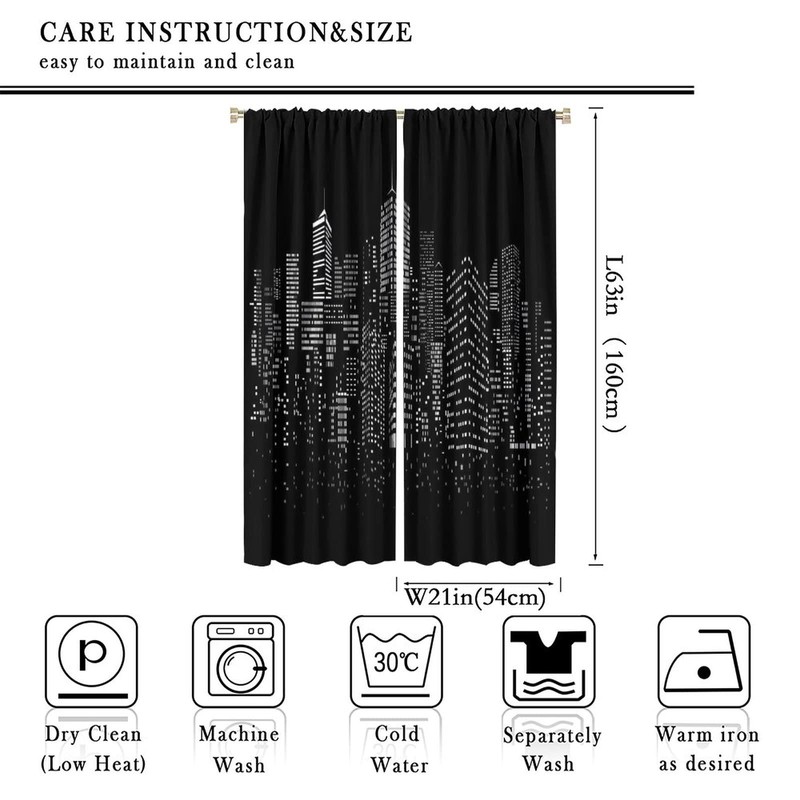 Yearn Jear New York Curtains Black White Modern Night City