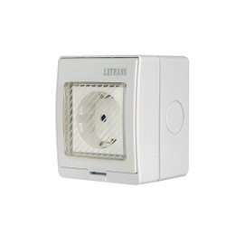 Surface-Mounted Wet Room Schuko Sockets and Toggle Switch with 1-Way