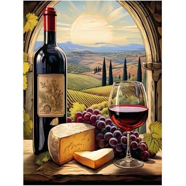 Wine Themed Tuscany Vineyard Pattern A1142 Accent Tile Mural Kitchen Bathroom Wall Backsplash Behind Stove Range Sink Splashback One Tile 8"x10" Ceramic, Matte