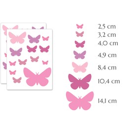 PREMYO Set of 25 Butterfly Wall Stickers Kids - Nursery Decor Easy to Apply - Decals for Bedrooms for Girls Pastel Rose