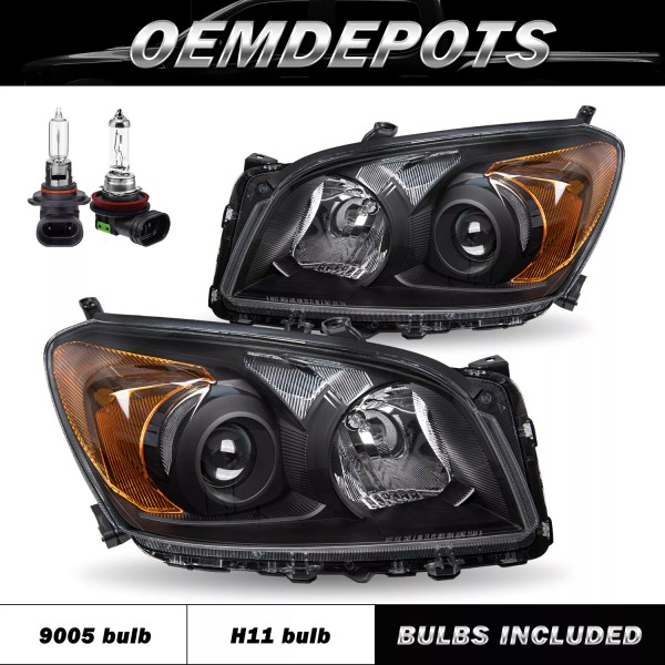 Unbranded Fit 2009-2012 Toyota RAV4 RAV-4 Black Halogen Headlights Assembly