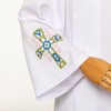 COSDREAMER Catholic Priest Alb Pleated Cross Pulpit Liturgical Cotta Vestment