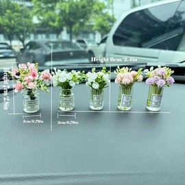 Mini Flower Decorative Ornament, 1 Count Car Center Console Decoration, Car Interior Decoration, Car Interior Accessories for Women & Girls, Car Stuff, Glass, for Car Hanging Decoration:_Multicolor_Safflower (H)