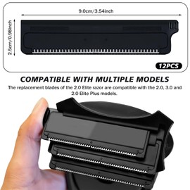 LEKEFETO 12 Stück Ersatzklingen für 2.0 Elite-Rasierer: Rückenhaar und Körperrasierer Ersatzkartuschen, Rasierer für Nassrasierer Herren, Dryglide-Technologie, für 2.0, 3.0 und 2.0 Elite Plus