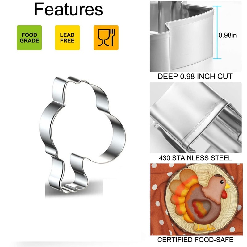 2 Pcs Thanksgiving Turkey Leg Cookie Cutters Set, Chicken Leg