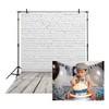 White Brick Wall with Wooden Floor Photography Backdrop Vinyl Photo