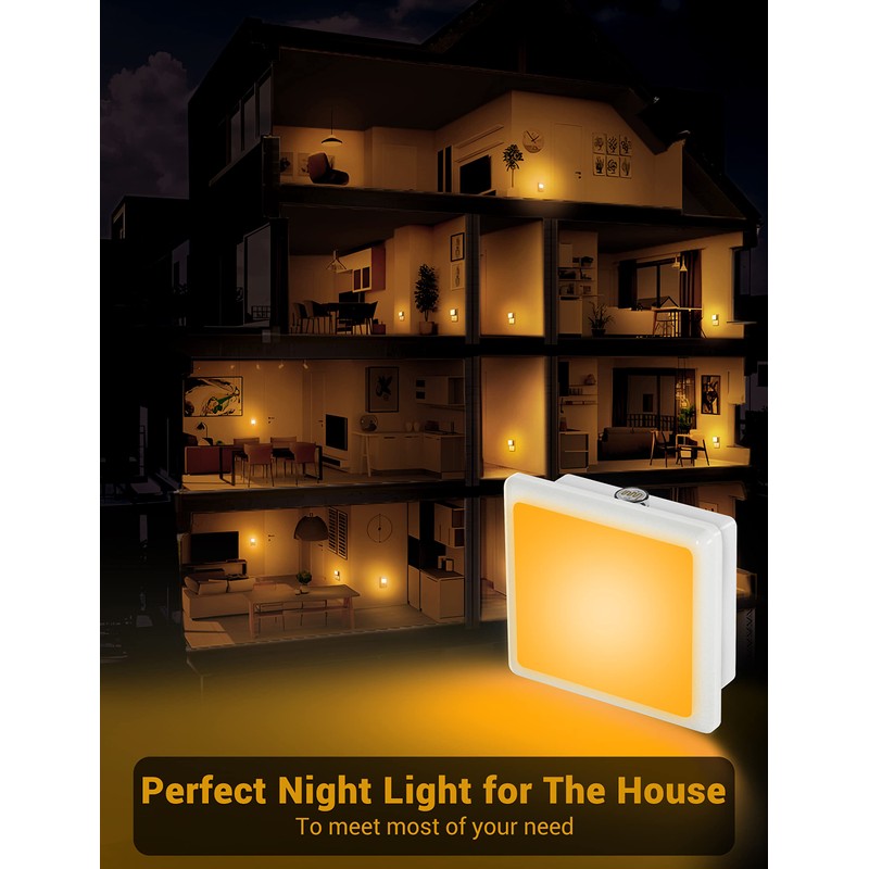JandCase Amber Night Light[2 Pack], Night Lights Plug into Wall,