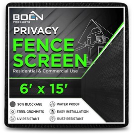 Boen - Backyard Privacy Screen Fence Covering 6' x 15' - Black - Instant Outdoor Privacy Fence Screen for Any Metal, Chain Link, Wood Panels or Plastic Fencing - Shade & Block Wind Privacy Wall