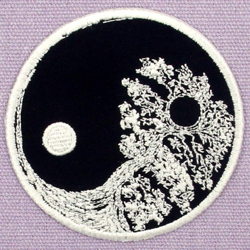 ZEGINs Buddhist Zen Yin Yang Tree Patch Embroidered Applique Iron