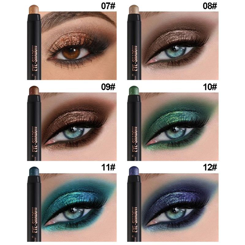 12PCS Eye Shadow Sticks Set, Waterproof Eyeshadow Stick, Highlighting Pigmented