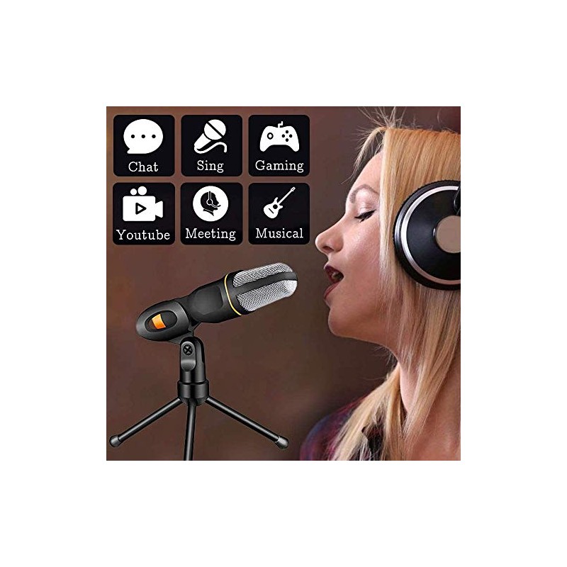 Micrófono para PC con Soporte Micrófono Condensador Semiprofesional con Tripié,