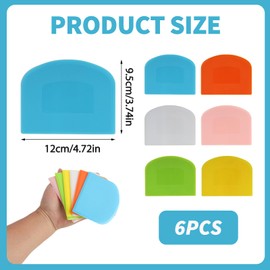 6 Pack Dough Scrapers - Plastic Dough Scrapers, Bench Scrapers, Pastry Scrapers, Food Scrapers, Pizza Dough Cutter, Bread Scraper, Kitchen Scrapers for Baking Food Preparation