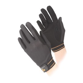 Shires Aubrion Mesh Horse Riding Gloves - Child Sizes in Black Large, Black