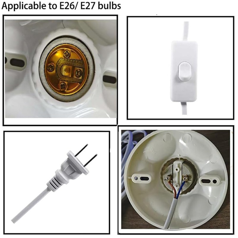 25ft Light Bulb Base with Cord E26/E27 Light Socket with