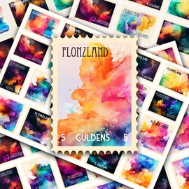 Post Stamps Stickers Set ~ Vibrant Abstract Stamp Collection Featuring Dynamic and Colorful Artworks ~ FLONZ Vintage Decals for Craft
