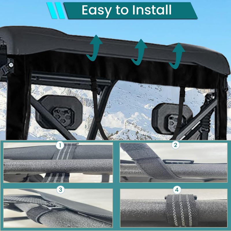 QYMOTO CFMOTO Uforce 600 Rear Windshield,UTV Cab Enclosure Water-Resistant Zipper-open