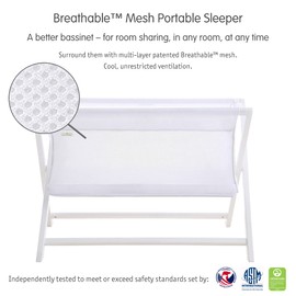 BreathableBaby Breathable Mesh Portable Sleeper — White — Bigger Than a Bassinet, It's Cradle Size — from Bedside to Travel — Easy Fold & Go — Newborn to 6 Months — Greenguard Gold Certified